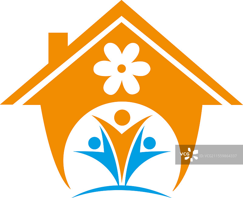 新快乐家庭与房屋护理标志设计图片素材