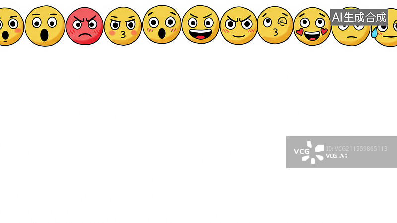 【AI数字艺术】2D卡通居上各种表情的黄色圆形笑脸图片素材