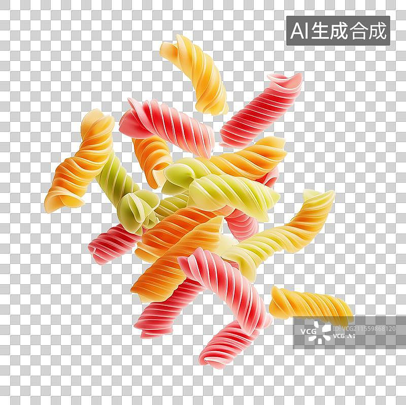 【AI数字艺术】3D意大利通心粉螺旋意面元素图片素材