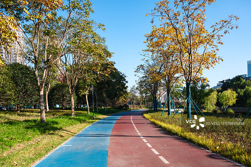 杭州北塘河公园跑道图片素材
