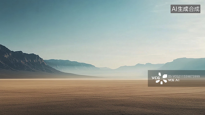 【AI数字艺术】广袤山脉和尘土飞扬的大平原图片素材