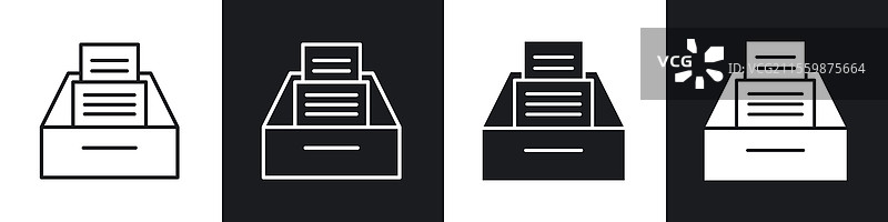 黑白色档案图标集图形图片素材
