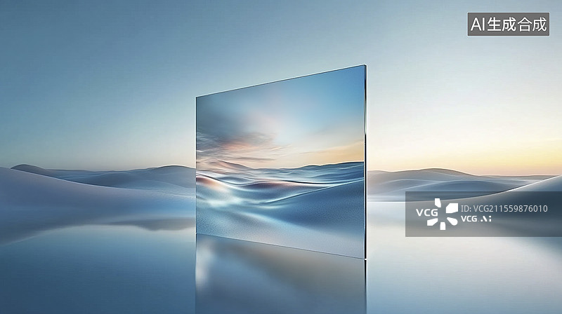 【AI数字艺术】令人惊叹的风景反射在电视屏幕上图片素材