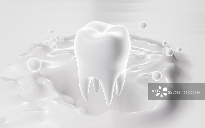 牙齿增强免疫补钙概念3D渲染图片素材