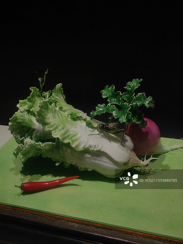琉璃摆件，白菜，百财，琉璃博物馆藏品图片素材