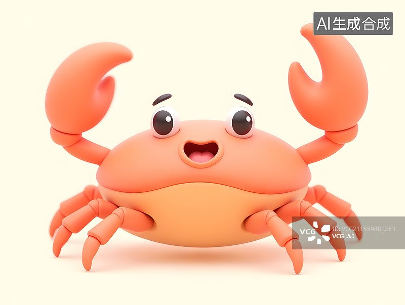 【AI数字艺术】可爱螃蟹的卡通创意插图图片素材