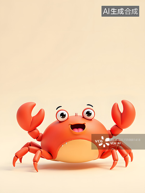 【AI数字艺术】可爱螃蟹的卡通创意插图图片素材