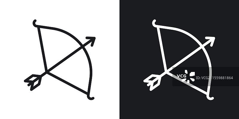 黑白色弓箭图标集图形图片素材