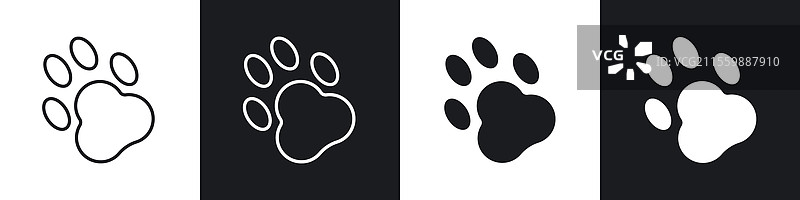 黑白色爪子图标集图形图标图片素材