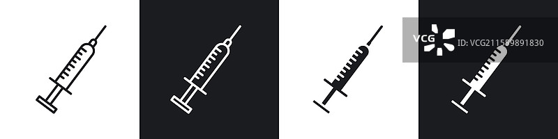 黑白色注射器图标集图片素材