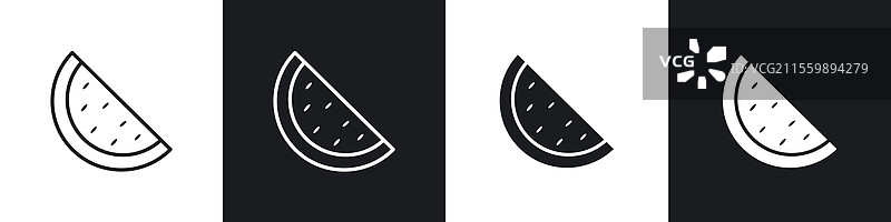 黑白色西瓜图标集图片素材