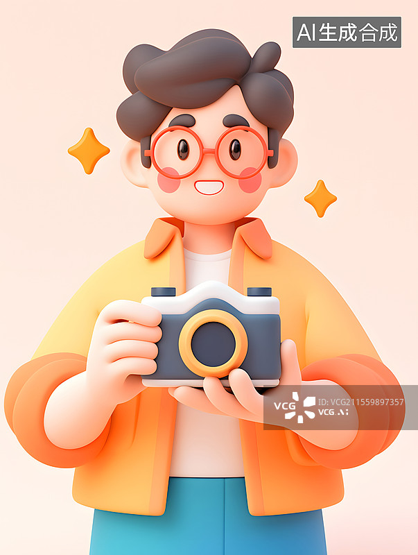 【AI数字艺术】3D摄影师的劳动节人物插画图片素材