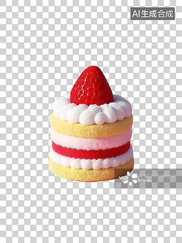 【AI数字艺术】3D卡通毛绒蛋糕图片素材