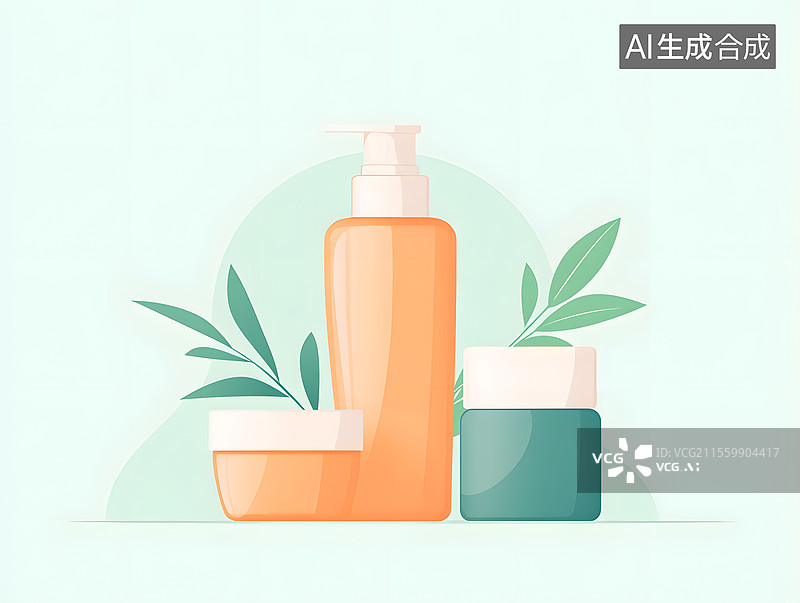 【AI数字艺术】3D渲染的科技化妆品展示背景图片素材