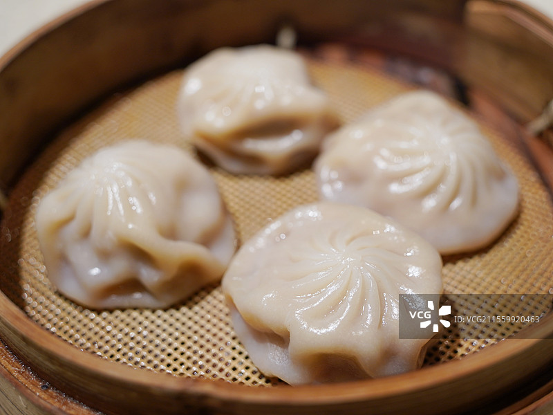 扬州特产特色美食点心早茶小笼包肉包子灌汤包图片素材