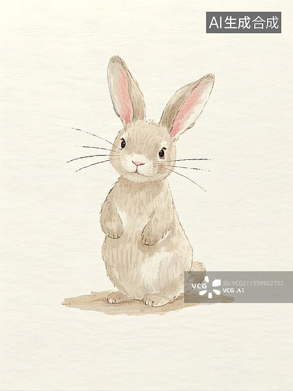 【AI数字艺术】卡爱的水彩绘本风格的插画兔子漫画图片素材