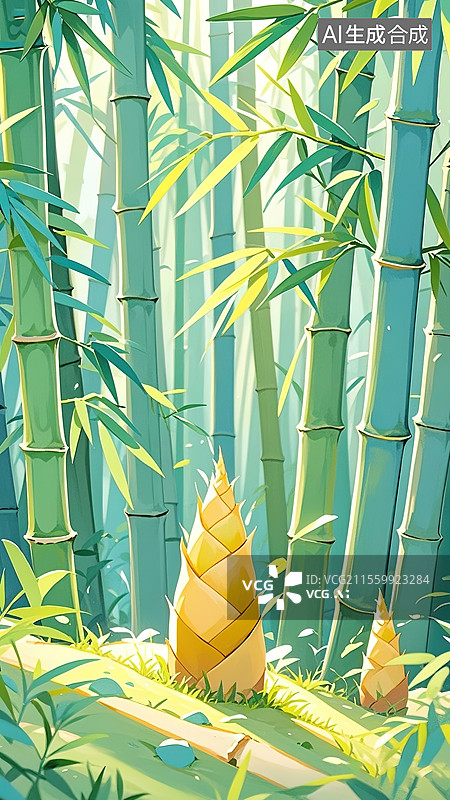 【AI数字艺术】竹林晨曦图片素材