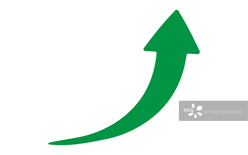 白色背景上的绿色向上弯曲箭头，象征成功图片素材