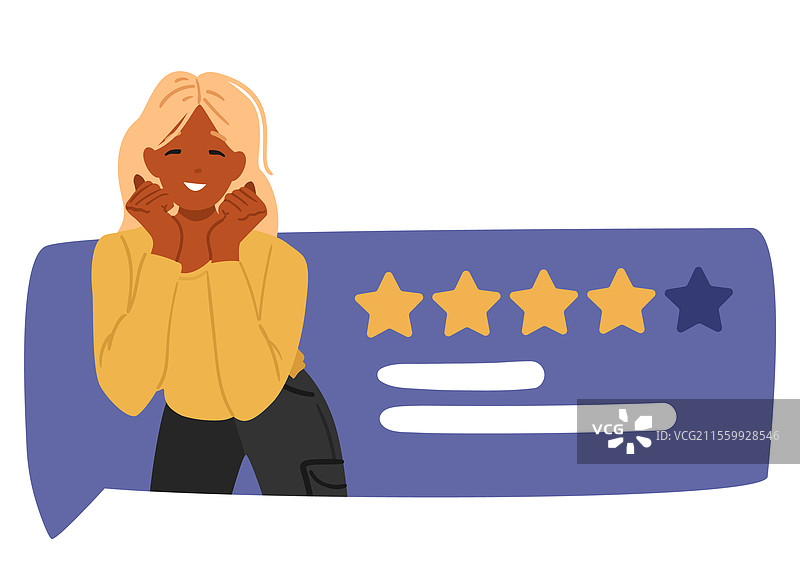 快乐微笑的年轻女性卡通角色与图片素材