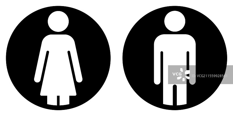 男士和女士洗手间标志轮廓图标图片素材