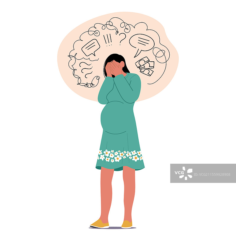 情绪低落的孕妇正在经历负面情绪图片素材