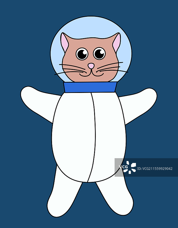 可爱的猫咪宇航员在太空中平面设计图片素材