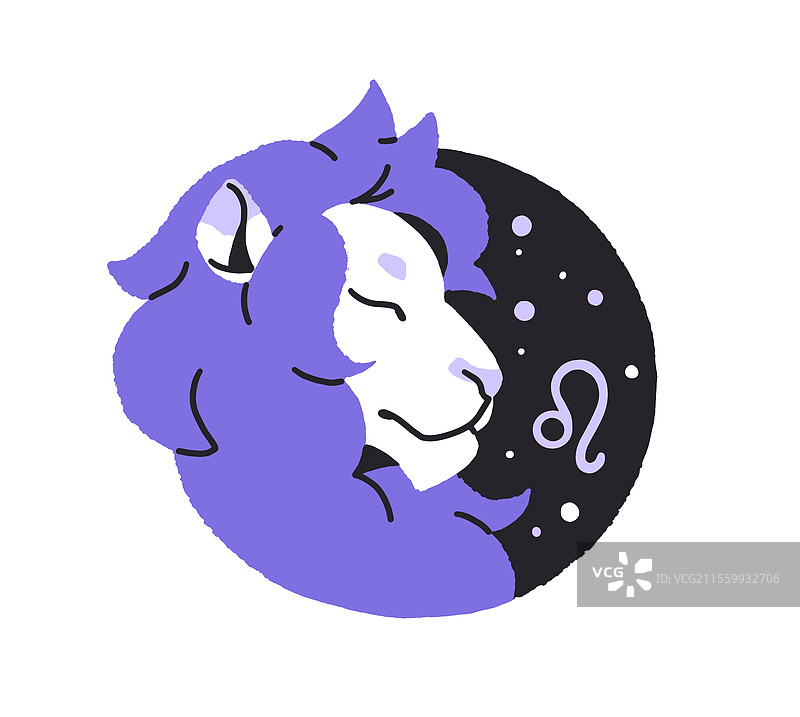 狮子座星座圆形头像，星星占星术图片素材