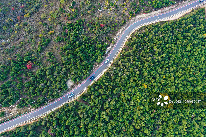 俯瞰龙脊天路+安徽省淮北市烈山区烈山镇四季榴园景区皖北川藏线图片素材