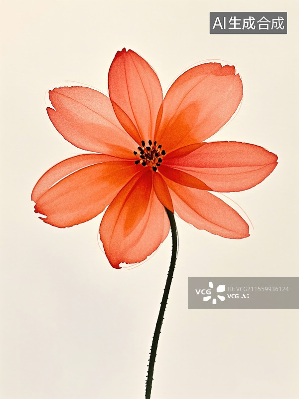 【AI数字艺术】可爱的水彩绘本风格的插画花朵图片素材