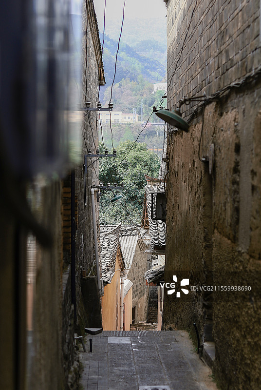 安康石泉古街小巷眺望汉江图片素材
