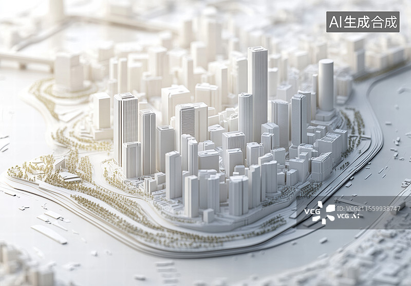 【AI数字艺术】现代城市建筑群俯视图图片素材