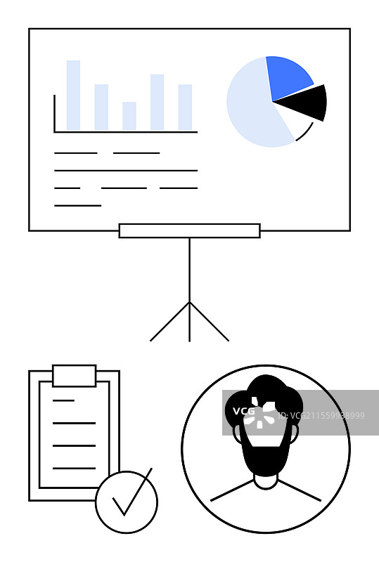 商业演示设置与图表分析图片素材