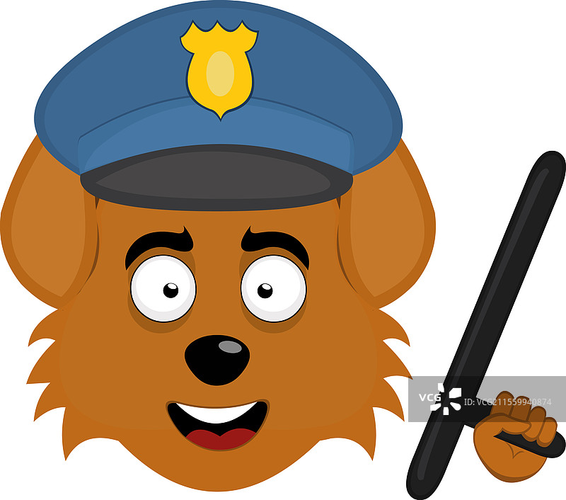 警犬戴着警帽和警棍图片素材