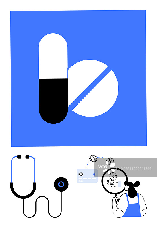 医疗专业人员正在分析处方和图片素材