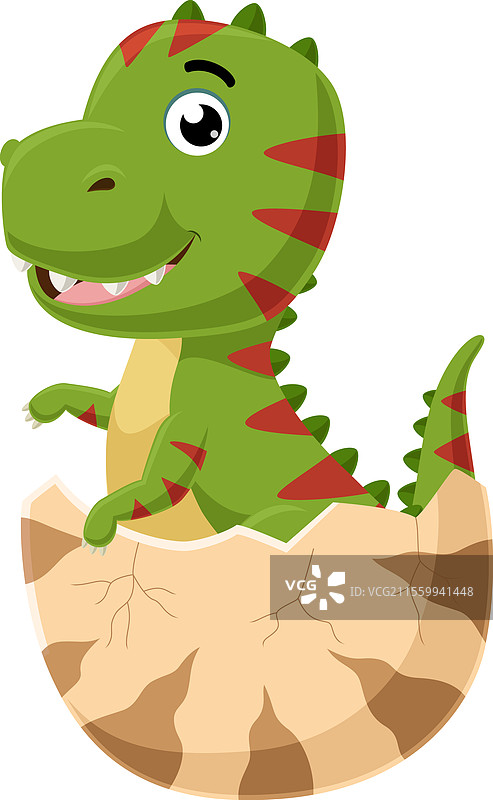 卡通婴儿霸王龙从蛋壳中孵化出来图片素材
