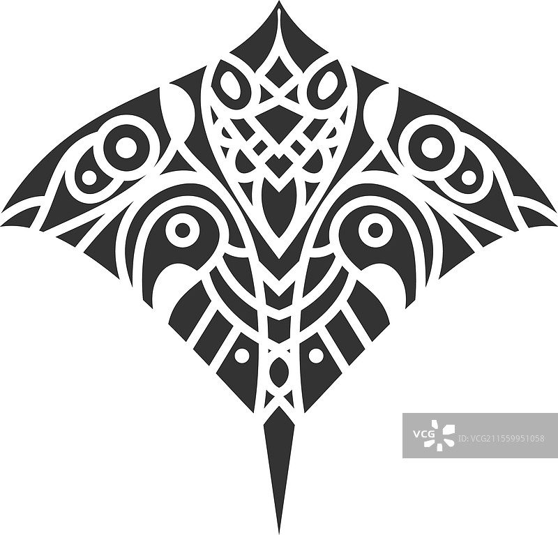 黑白部落风格的蝠鲼图片素材