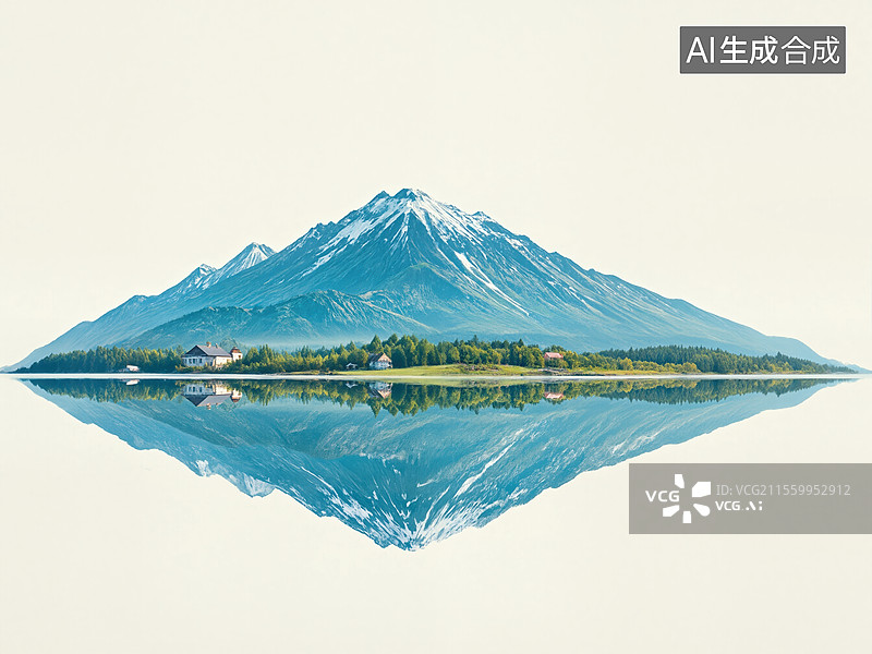 【AI数字艺术】雪山倒影图片素材
