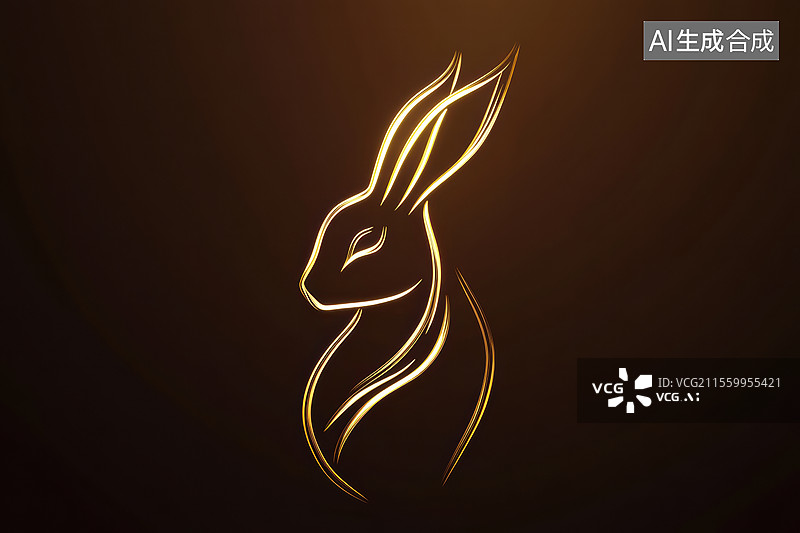 【AI数字艺术】金色兔年生肖标志图片素材