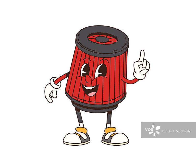 卡通复古风格的炫酷汽车空气过滤器角色图片素材