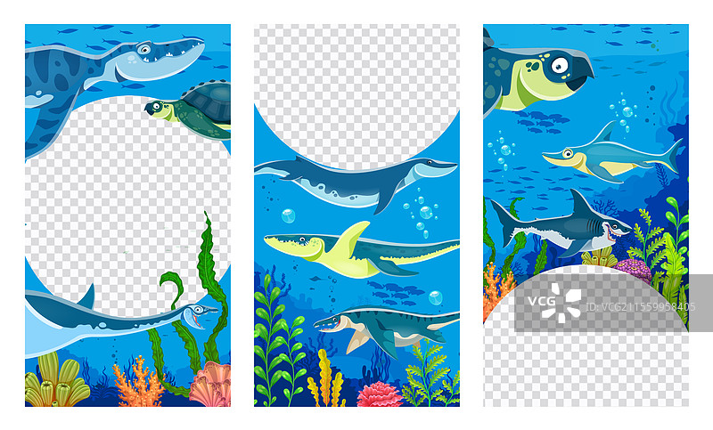 儿童恐龙派对传单，带有水下恐龙图案图片素材