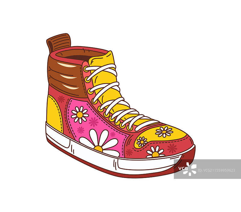 复古嬉皮风格的花朵运动鞋图片素材