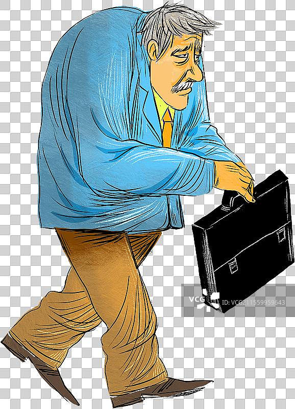 元素：困惑，不高兴的，担心，生病的老人，老爷爷图片素材