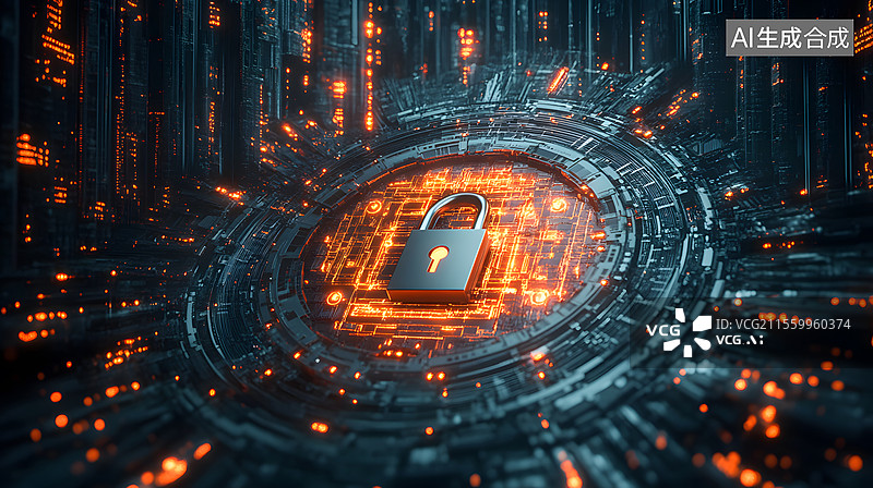 【AI数字艺术】网络安全防护密码锁头图片素材