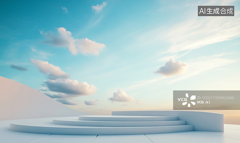 【AI数字艺术】天空下的产品展台图片素材