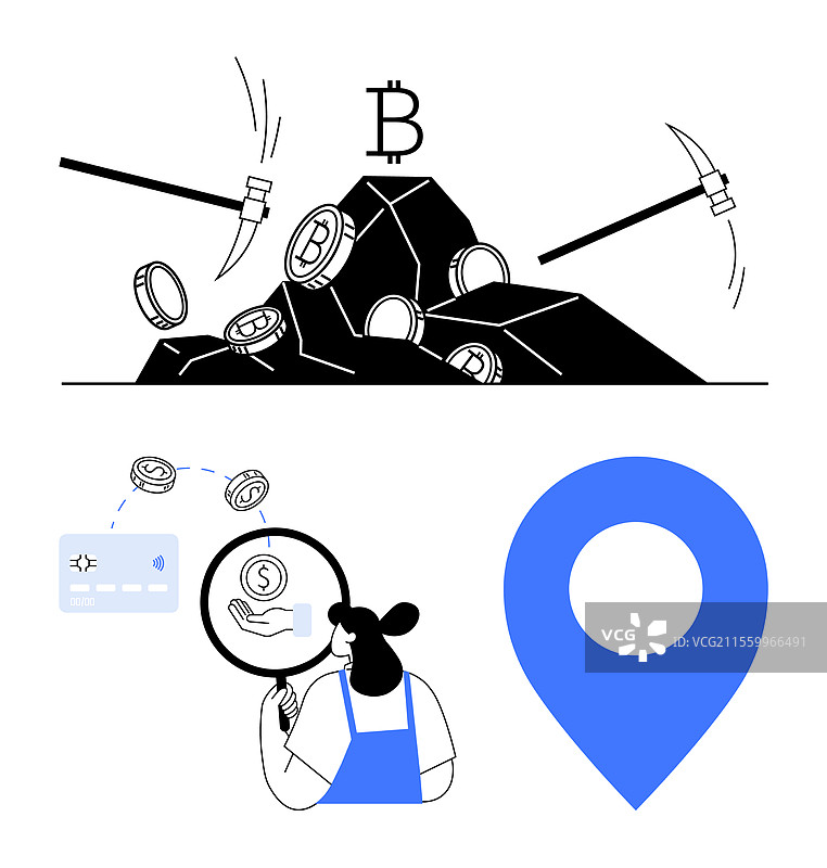 比特币挖矿数字货币交易和图片素材