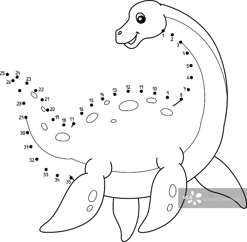 点对点的蛇颈龙恐龙动物，孤立图像图片素材