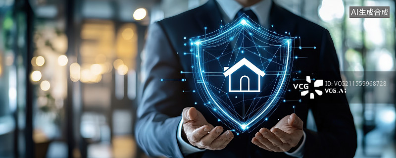 【AI数字艺术】房屋护盾保障用房概念，家庭医疗健康安全保护保险，商务经济金融投资理财风险图片素材