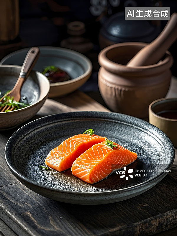 【AI数字艺术】烟熏三文鱼美食特写图片素材