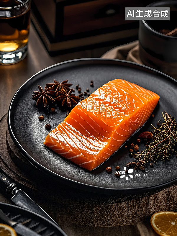 【AI数字艺术】烟熏三文鱼美食特写图片素材