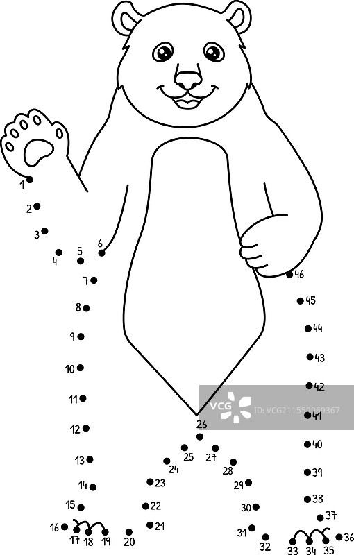 点对点熊动物孤立涂色页图片素材